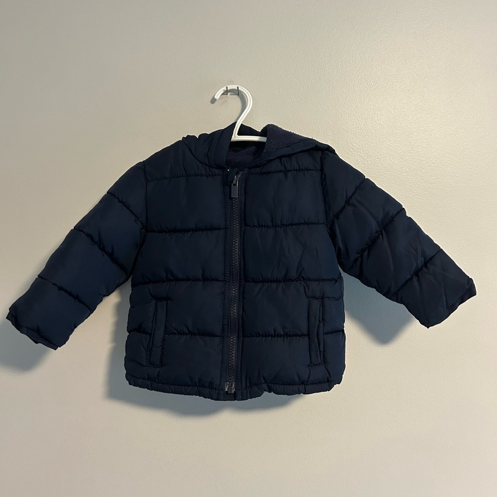 Old navy 12/18m Navy blue zip up hooded Puffer winter Jacket